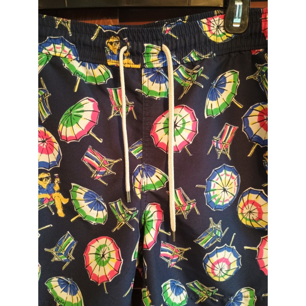 NWT Polo Golf Ralph Lauren Umbrella Swim Trunks Colorful Navy, Sz Small READ - Picture 3 of 12
